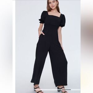 Forever 21 Wide-Leg Smocked Jumpsuit